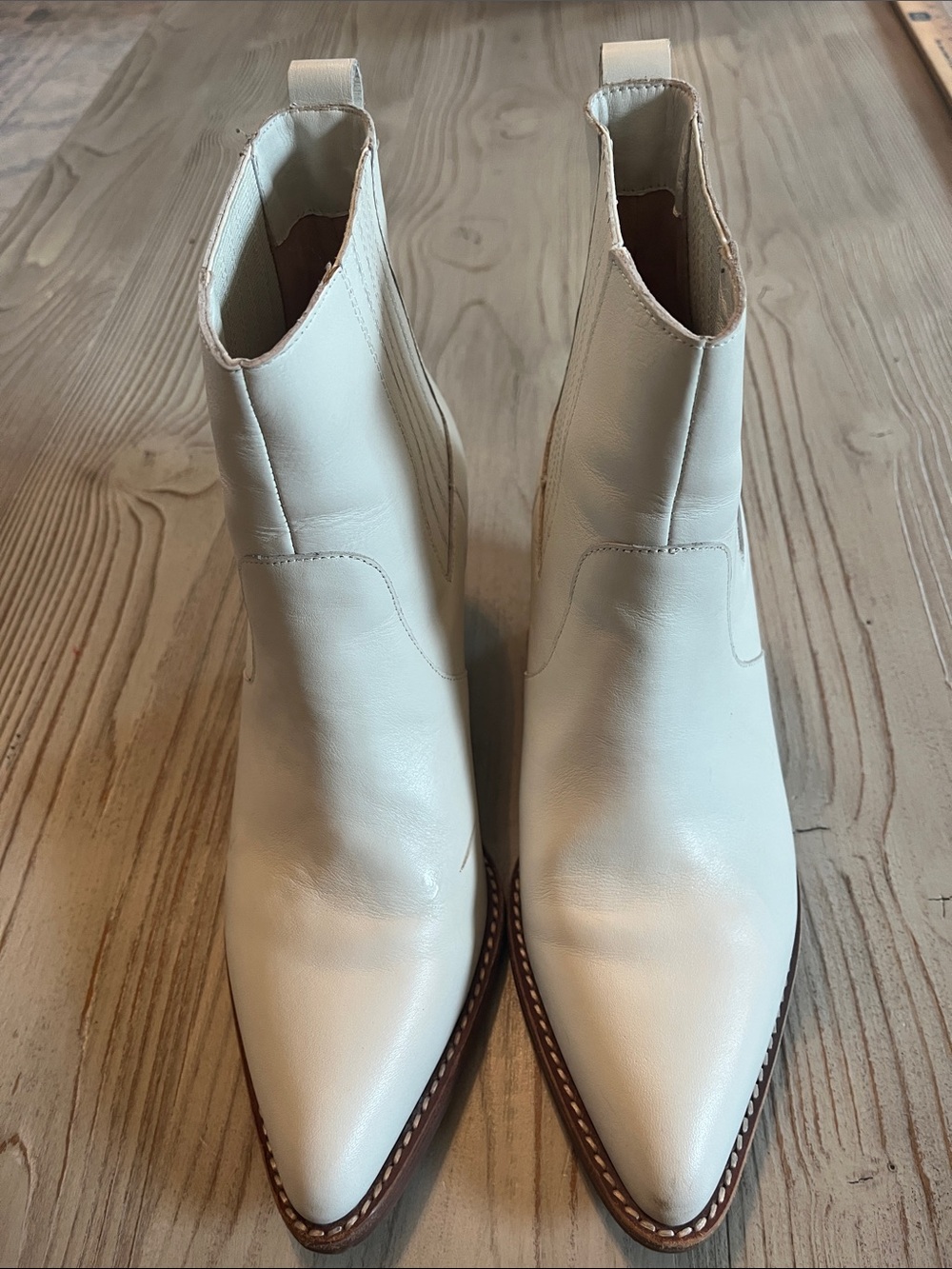 J.Crew western style heeled pointed tow white boots size women’s 10